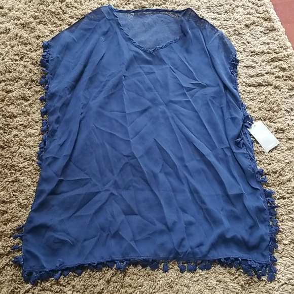 Sheer Navy Cover Up with Tassle Details - Picture 1 of 2
